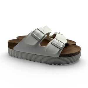 Birkenstock Papillio Arizona Flex Platform White Sandals 39 buckle vegan slides